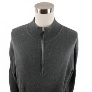 Calvin Klein Jeans Mens Cotton 1/4 Zip Solid Dark Gray Pullover Sweater XL